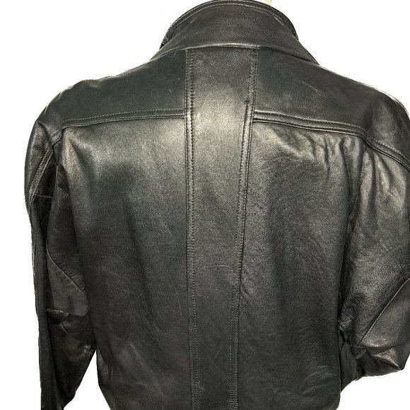 Black Full Length Tapered 100% Genuine Leather Vintage Women's Coat - Picture 3 of 7